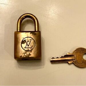 Louis Vuitton Brass Padlock and Key Set